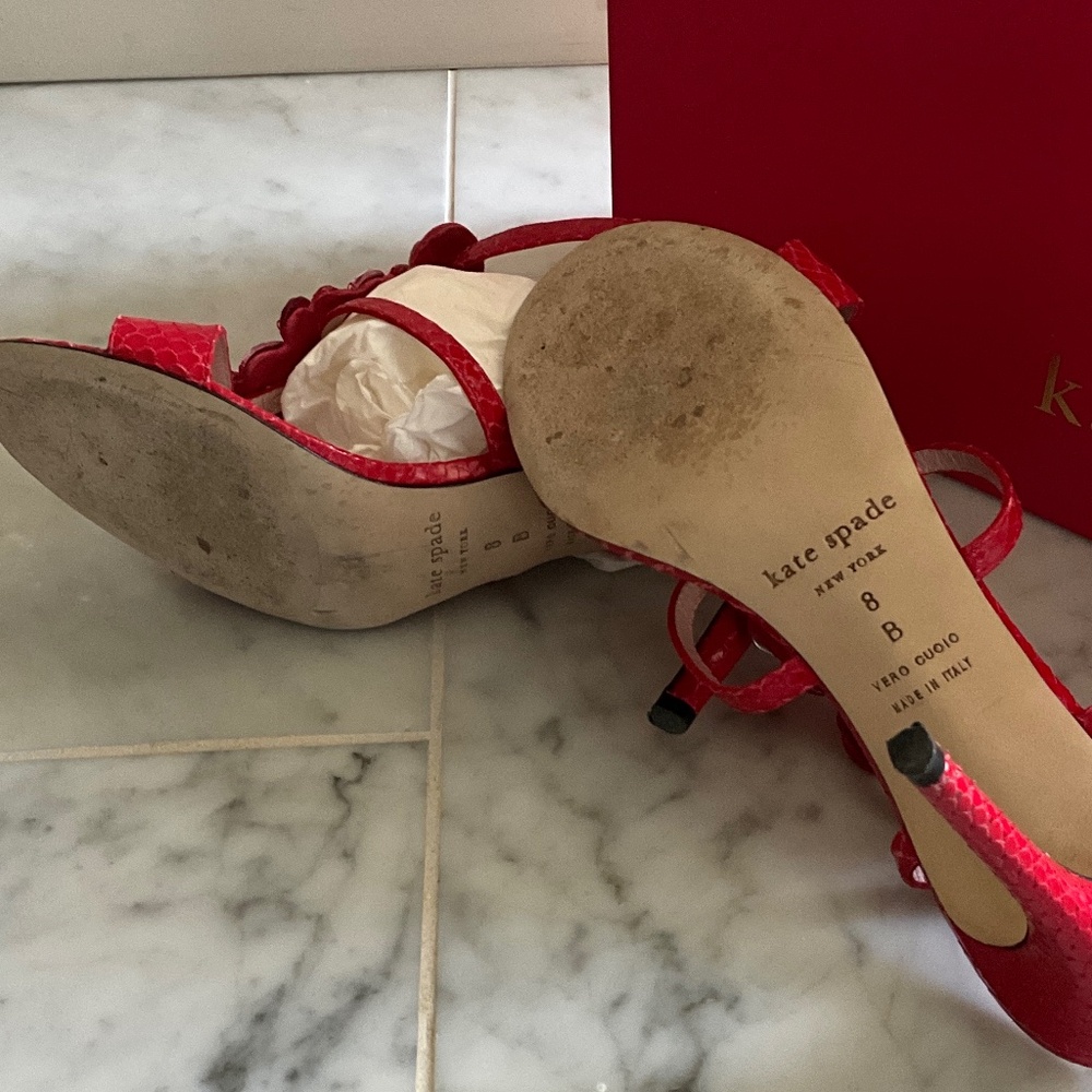 Kate Spade “Idalou” ruby python sandals with jewe… - image 6